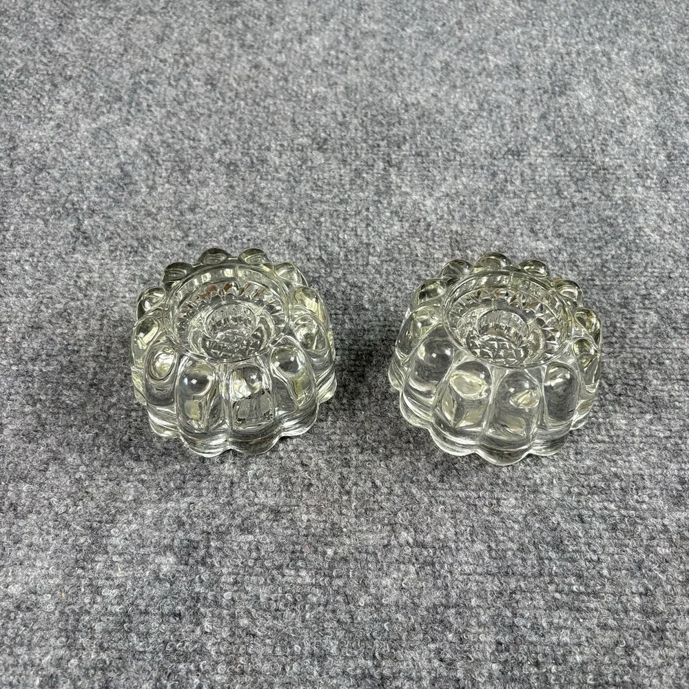 Vintage Princess House Pair of Reversible 3-Way Ribbed Crystal Candle Holders‎